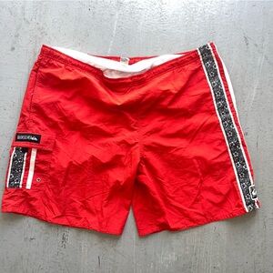 Quiksilver Red Athletic Men's Shorts beach vintage
